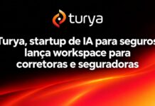 Turya, startup de IA para seguros, lança workspace para corretoras e seguradoras Arte de divulgação da Turya, startup de IA para seguros, com logotipo e anúncio do workspace para corretoras e seguradoras